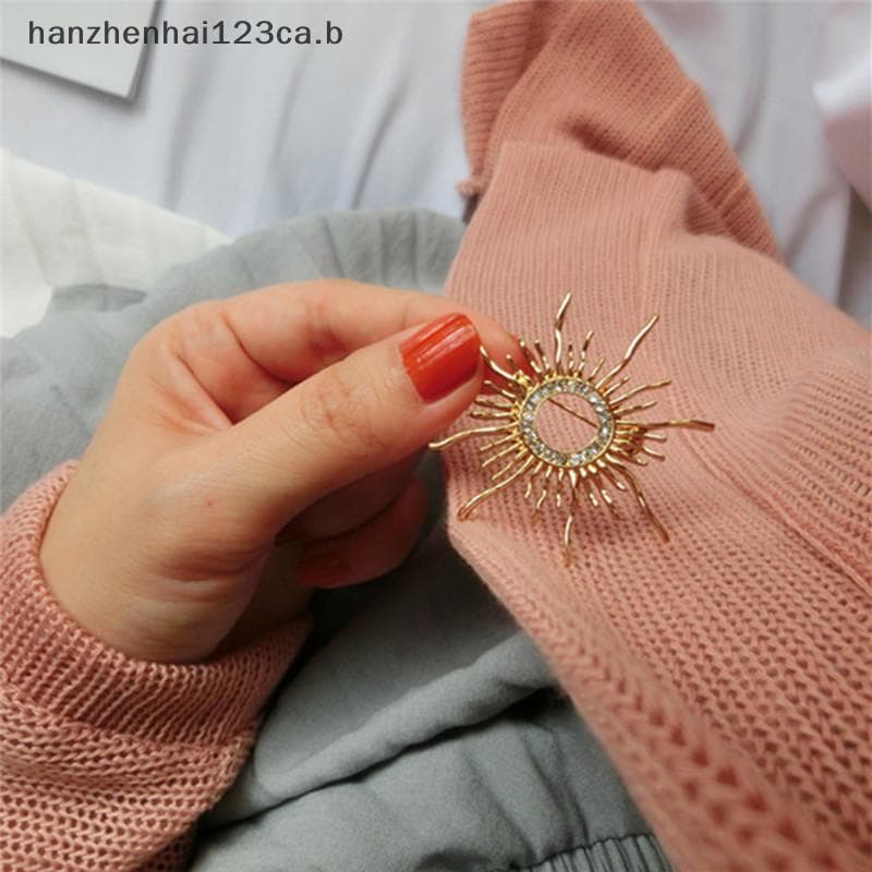 HAN Esmalte Sol Broche Pino Feminino Strass Cristal Cachecol Casaco Capina Jóias N