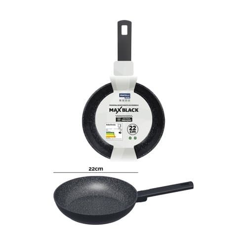 Frigideira Antiaderente Cerâmica 22cm Preta Fundo Indução Resistente Fácil Limpeza