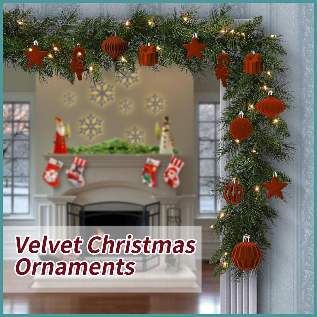 Enfeites De Natal De Veludo Lâmpadas Decorativas Do Feriado Inquebrável Conjunto Para Interior heqoibr