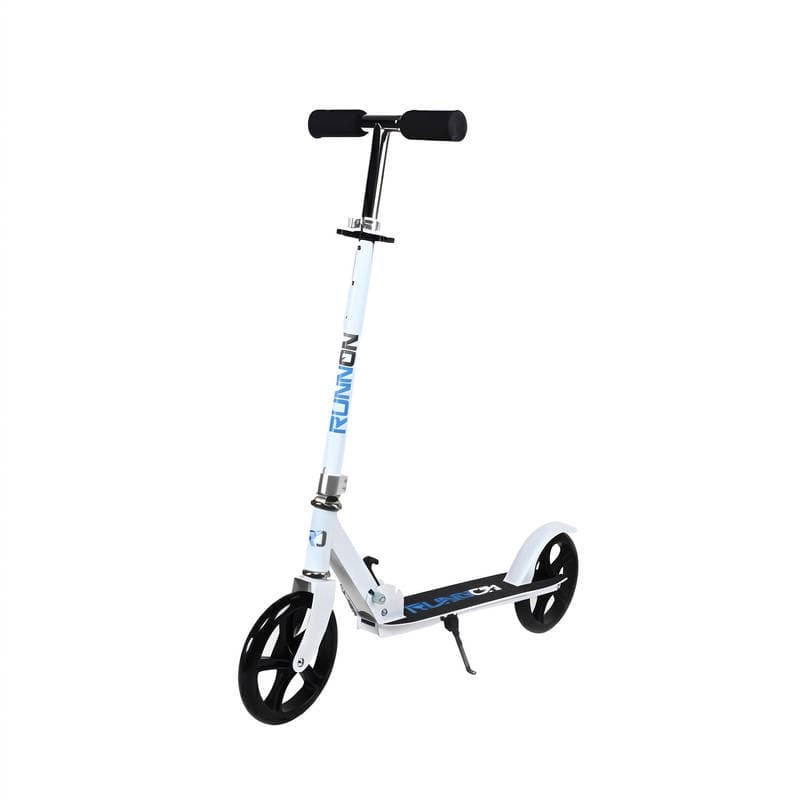 Patinete Runon Branco Dobrável Pé de Apoio Altura Ajustável