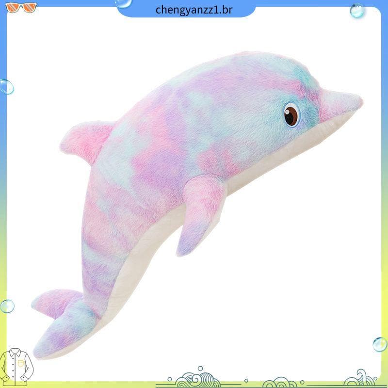 Bonito colorido pequeno golfinho brinquedo de pelúcia boneca travesseiro cama dormir boneca menina cama presente anivers