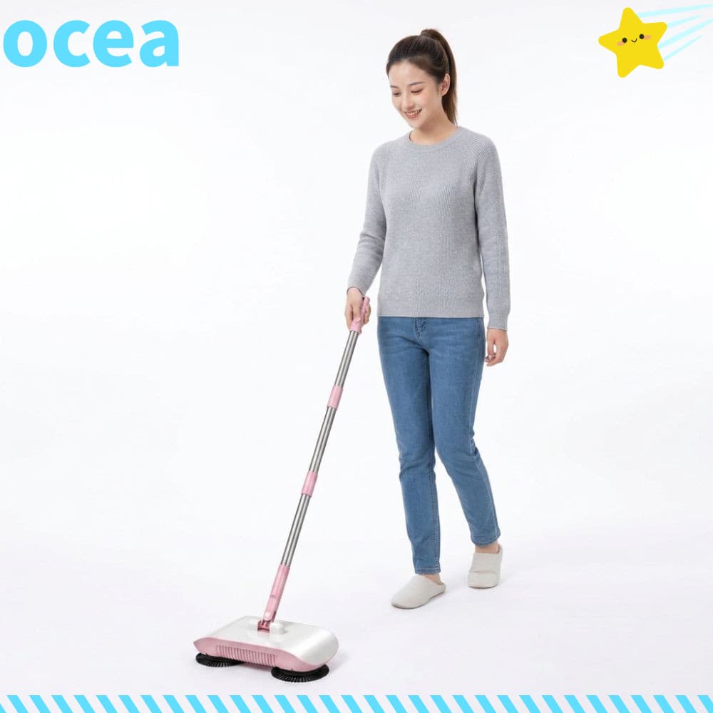 Limpeza OCEA 2 Em 1 | Vassoura Manual Não Elétrica Compatível Com Piso Duro , Limpador De Esfregão De Pano