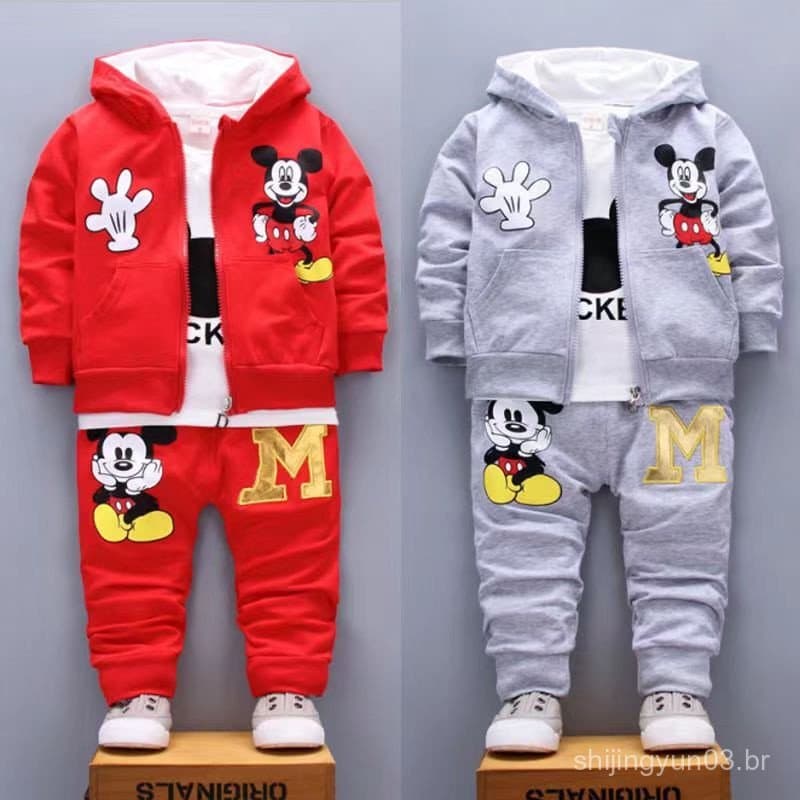 Conjunto de Roupas Casuais de Algodão do Mickey Mouse para Crianças de 1 a 4 Anos HX2Q 1P7Z