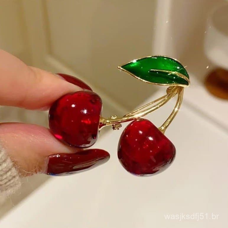 Moda broche de cereja blazer acessórios fixos para banquetes alfinetes de presente para mulheres