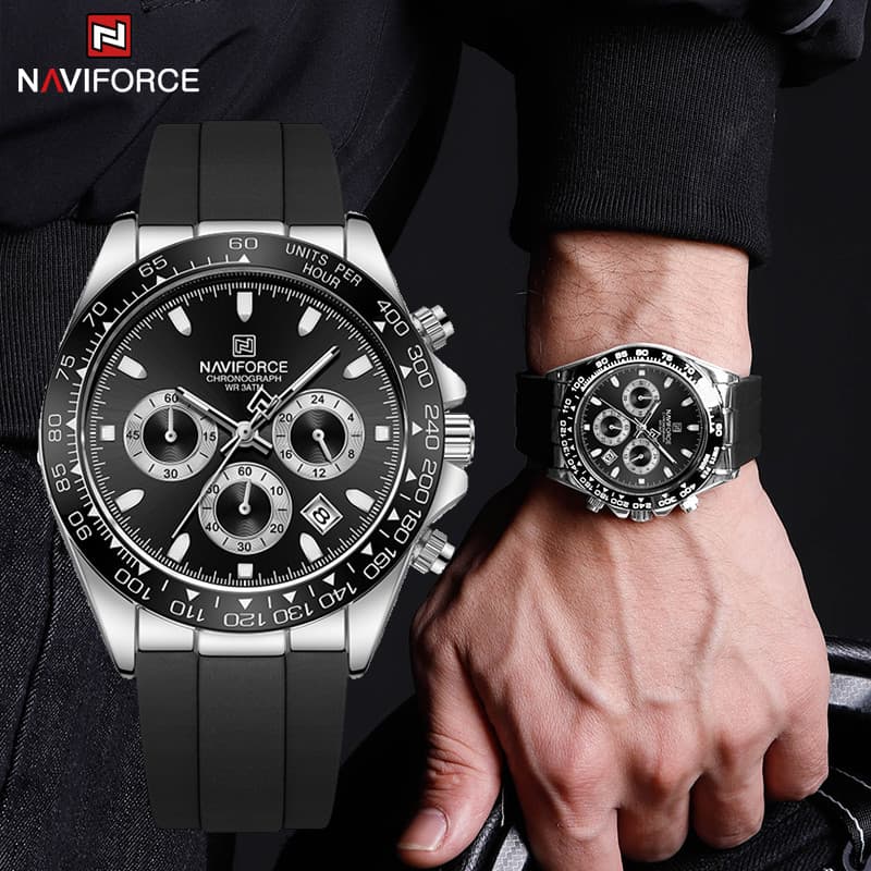 NAVIFORCE Marca NF8054 Relógios De Negócios Masculinos De Luxo Clássico Relógio De Pulso De Quartzo Cronógrafo Pulseira