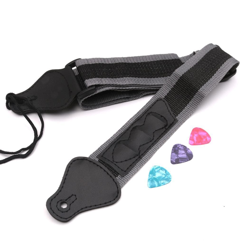 pinkdayone-BR SIUKE Alça de ombro ajustável para guitarra elétrica/acústica baixo com 3 porta-palhetas Cinto de nylon