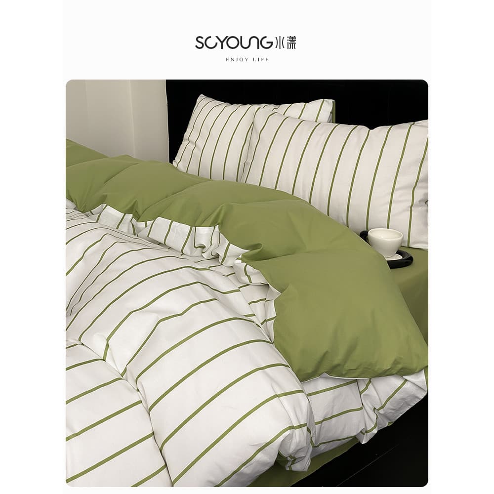 Ins cama de algodão simples conjunto de quatro peças 100 algodão puro lavado colcha capa folha de cama conjunto de três