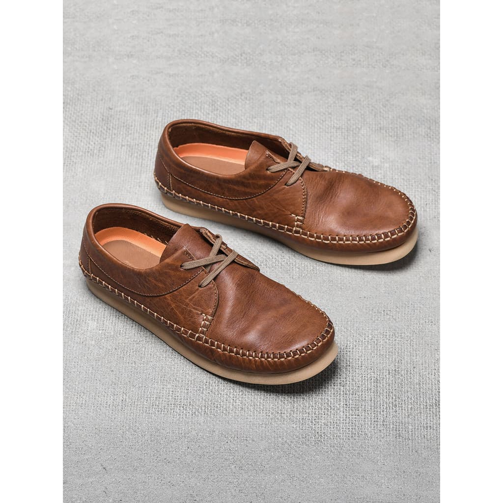 Sapatos masculinos de couro genuíno com sola macia de couro macio camada superior respirável All-Match costura Retro sap
