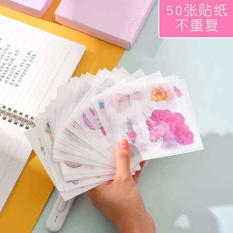 50 folhas coreano DIY japonês adesivos de papel criativo fresco colorido manual adesivos decorativos diário álbum adesiv