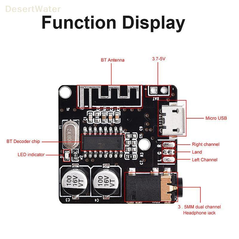 < DesertW > 1 Pc VHM-314 MP3 BT Placa De Decodificação De Recepção De Áudio 5.0 Módulo Amplificador Decodificador De Car