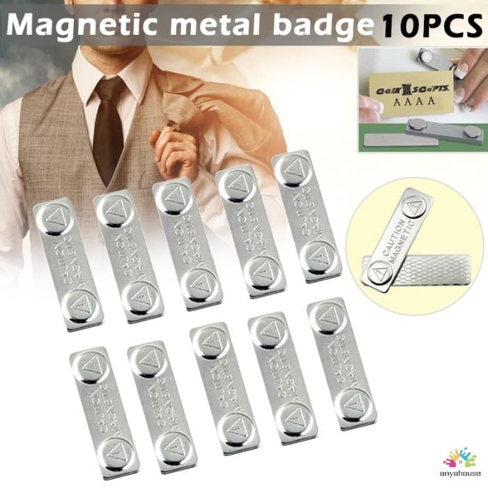 10 Peças Broche De Crachá Magnético De Metal-Joias Duráveis Com Prendedor De Porta-Cartão De Identificação