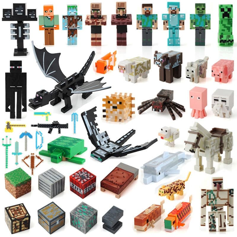 [pronto para envio] Figura do Minecraft, figura de brinquedo de plástico do meu mundo, crie a sombra definitiva, o dragã