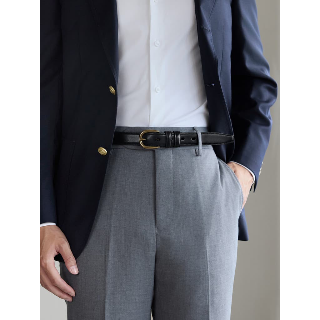 ThomWills Novo Estilo Cinto Masculino Couro Genuíno Retro Fivela de Cobre Business Casual Preto Cinto Commuter
