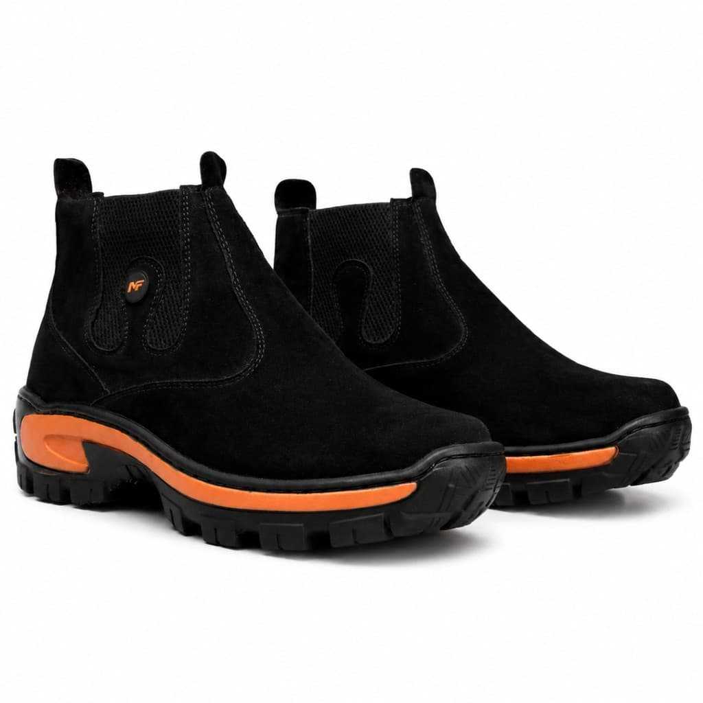 Bota Botina Masculina Rodeio Country De Camurça Reforçada