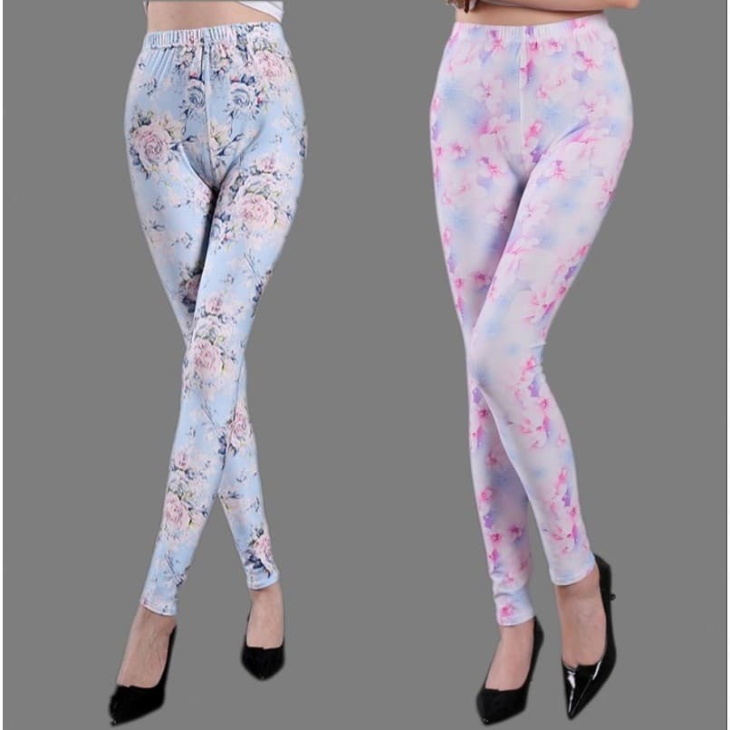 Leggings finas femininas primavera outono na moda All-Match flor dos desenhos animados fino-ajuste mais magro olhar gelo