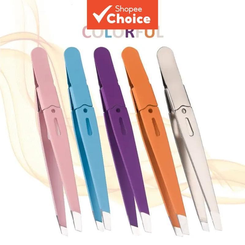 Pinça para Sobrancelhas 1 Unidade - Pinça de Aço Inoxidável Colorida para Pelos Finas, Inclinada, Acessório de Maquiagem