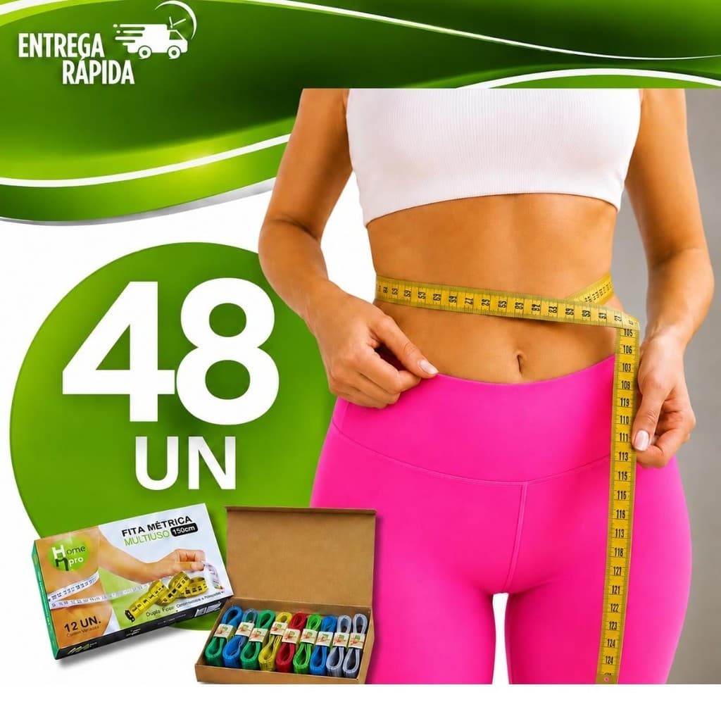 Jogo 48 Fitas Métrica 150cm Corporal Academia Nutrição Atelier Medidas Acessorio Medir Cortina Tapete