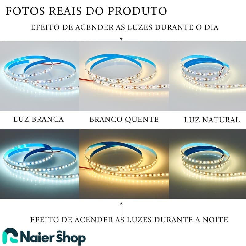 Fita LED Alta Densidade 600 LEDs Total Rolo 5m 3528 120 Leds Metro 12V Para Perfil De LED IP20