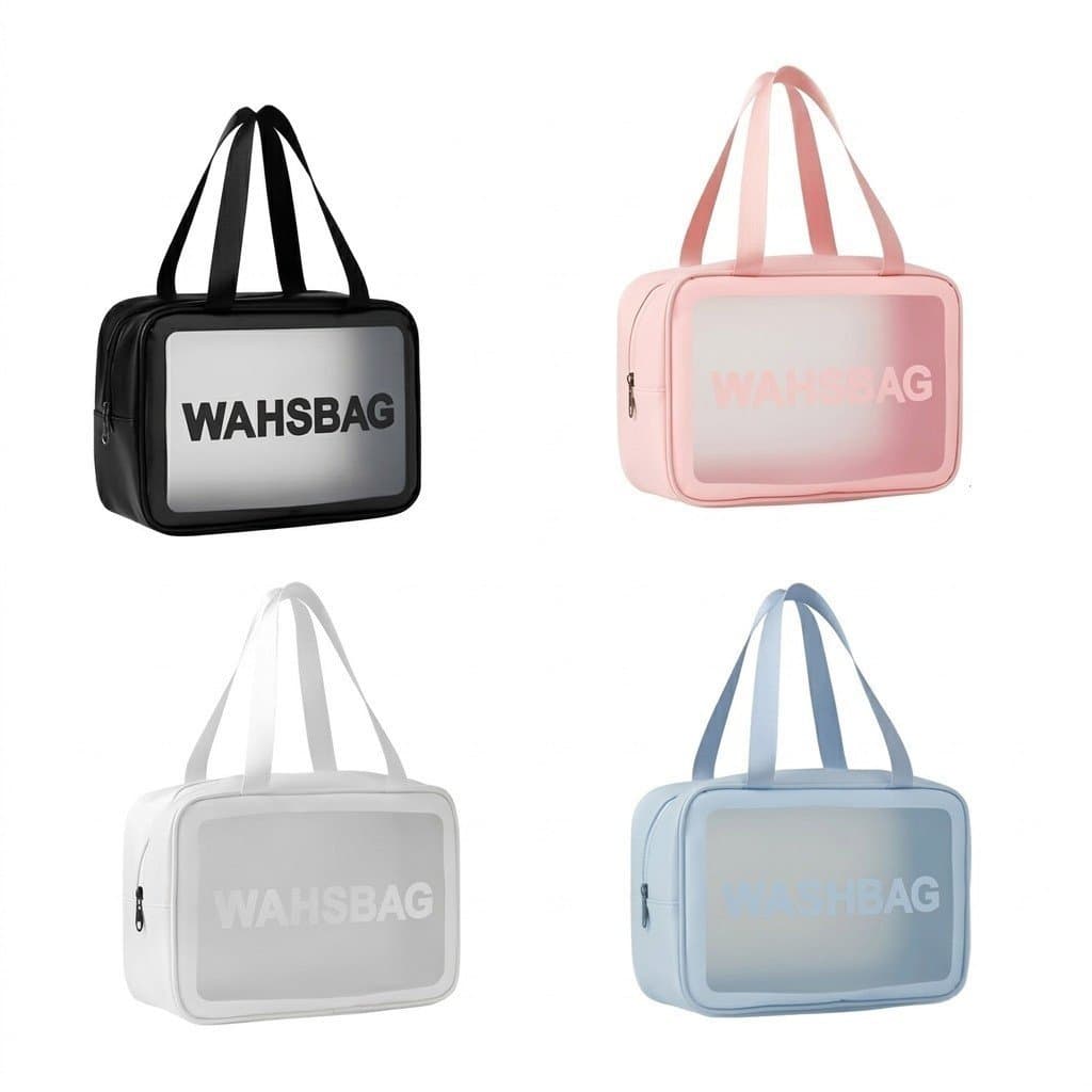 Necessaire Grande Capacidade Impermeável Organizadora Para Viagem Bolsa De Mão Com Visor Para Maquiagem E Academia 30cm