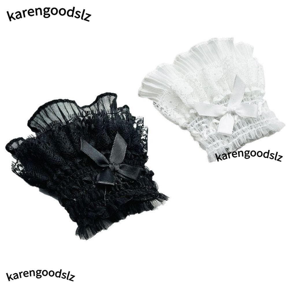 KARENGOODS 1 Par De Pulso Com Babados De Renda , Acessório De Fantasia , Punhos De Mangas Destacáveis Vitorianas , Cor S