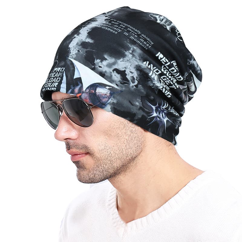 Chapéu masculino outono inverno estilo fino Baotou chapéu Casual pilha chapéu Retro impresso pulôver chapéu hip hop lenç