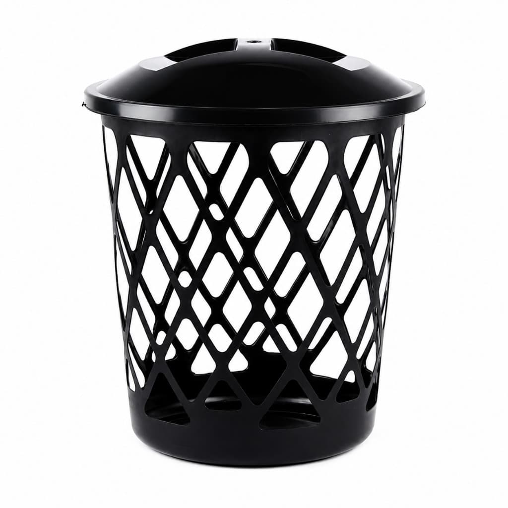 Lixeira Cesto Telado 10 Litros com Tampa Preto Organizador Multiuso para Banheiro, Quarto e Casa