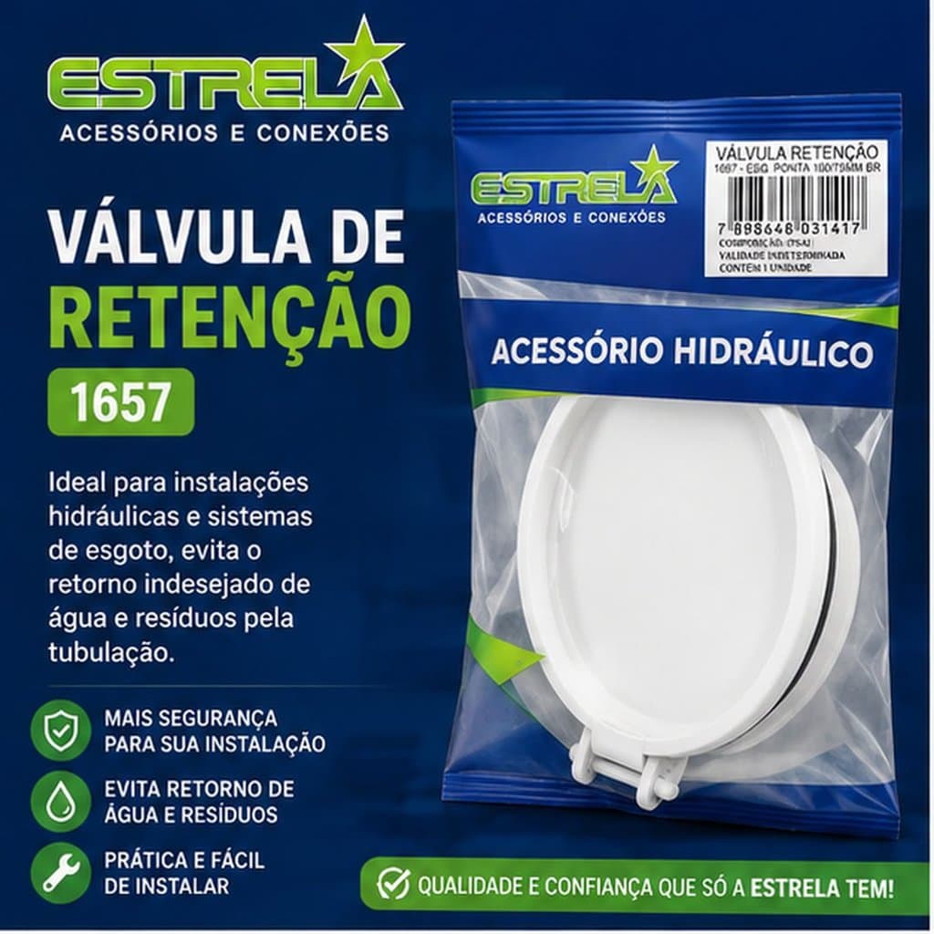 Válvula de Retenção para Esgoto 100/75mm Estrela 1657