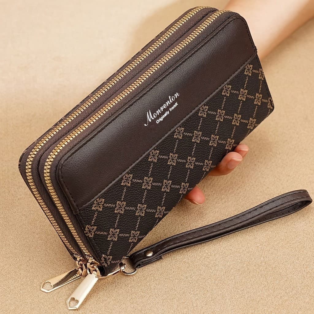 Carteira longa feminina, bolsa para celular com vários cartões de grande capacidade, bolsa de moedas da moda