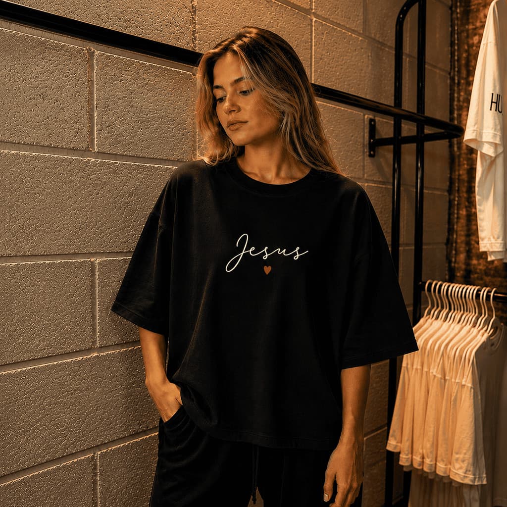 Camiseta T-Shirt Oversized Cristã Confortável Algodão Qualidade Premium Estampada Moda Básica
