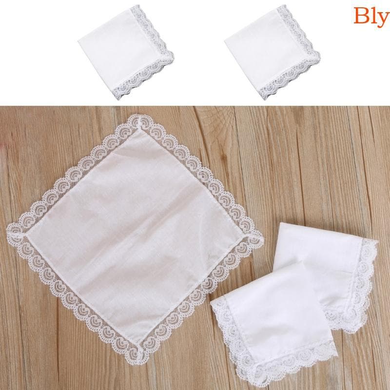 Bly Portátil Tie-dye Renda Guarnição Lenço De Algodão Para Mulher Homem Cavalheiro Branco Handkerch
