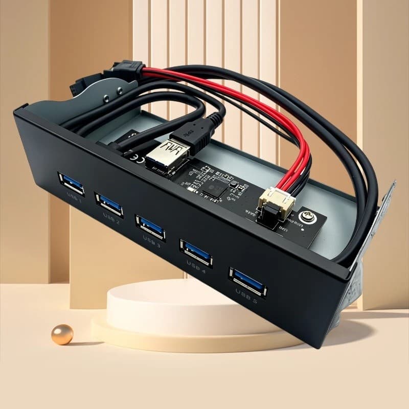 Painel Frontal com 5 Portas USB 3.0 Tipo-A Fêmea 5Gbps USB3.0 Cabo de Expansão com Conector de 19/20 pinos Suporte Metál
