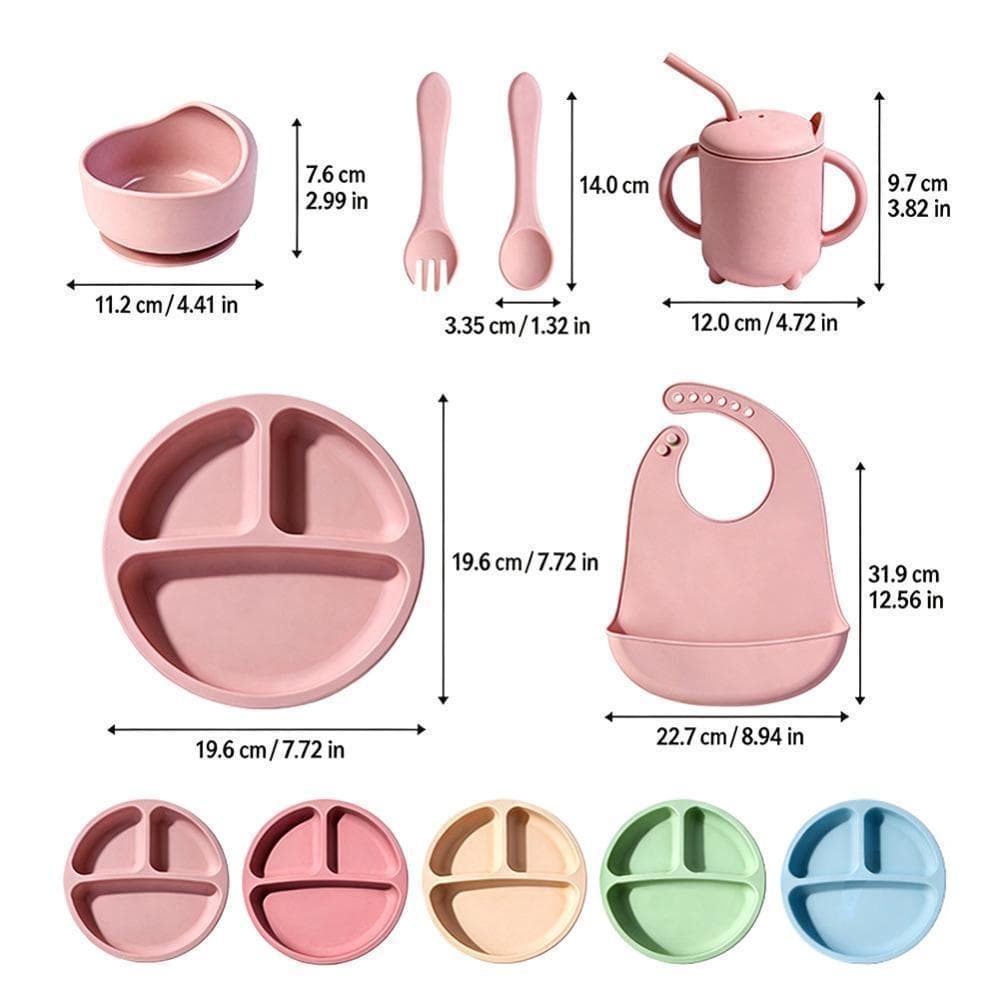 TIK Silicone Placa De Alimentação Do Bebê Tigela Colher Garfo Babador Copo oddler Desmame Utensílios De Mesa Para 6-36 M