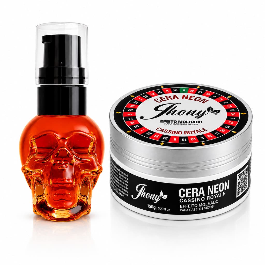 Kit Modelador Capilar Cassino Royale 150g e Óleo para Barba Bourbon 30ml Jhony Barber Cabelo e Barba