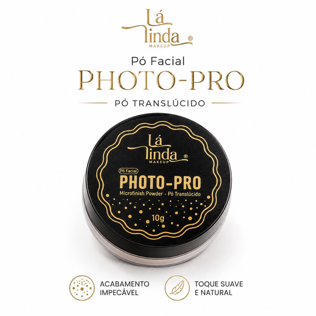 Pó Facial Translúcido Photo-Pro Tá Linda Makeup 10g Microfinish Acabamento Suave e Uniforme