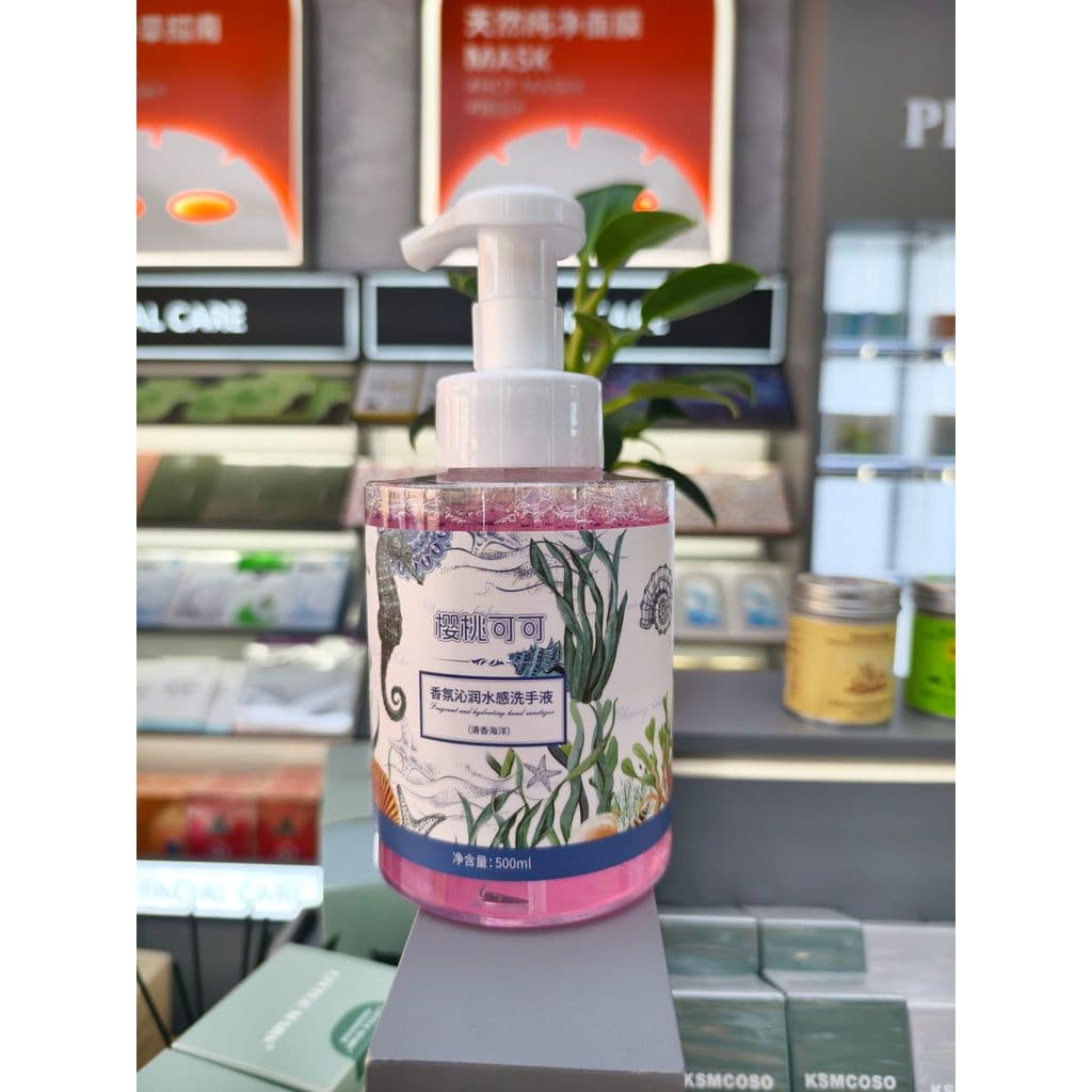 Fragrância de cacau cereja hidratante desinfetante para as mãos 500ml tipo espuma fragrância oceano fragrância de longa