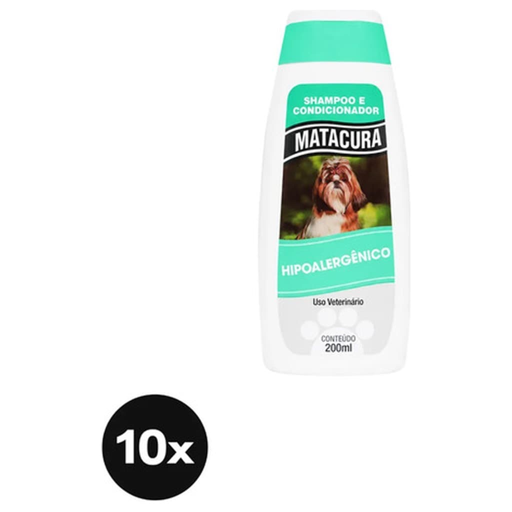 Kit 10 Shampoo Condicionador Hipoalergênico Matacura para Caes é Gatos Pele Sensível Pet Banho