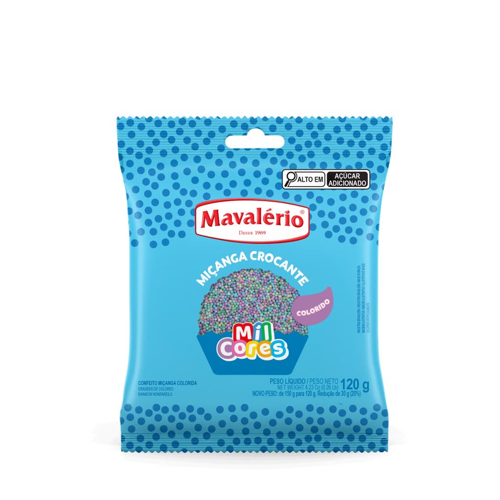 CONFEITO MIÇANGA COLORIDA “BABY” Nº 0 MIL CORES MAVALÉRIO - 120g