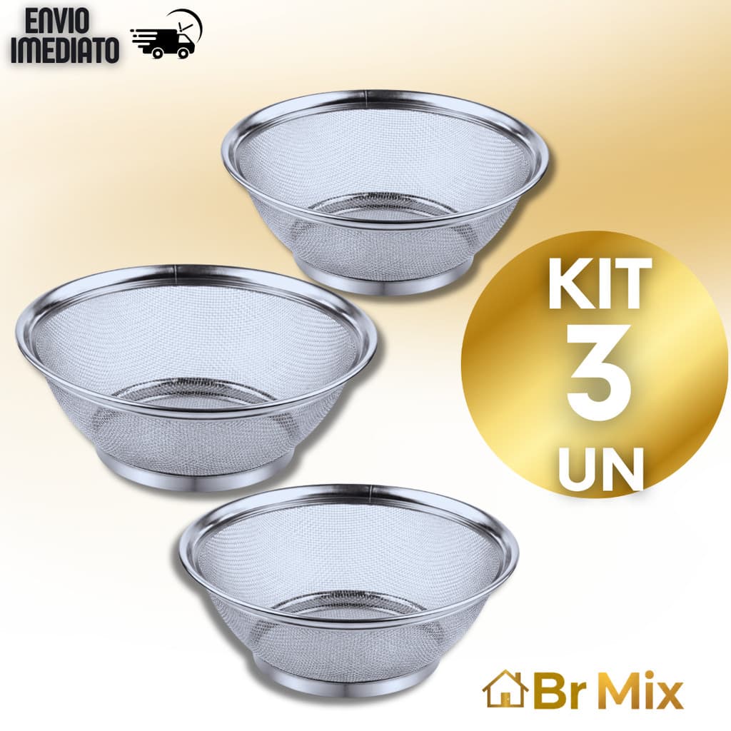 Cesta Escorredor Inox Multiuso 22cm Cozinhar e Escorredor Legumes Macarrão Arroz Frutas resitente.