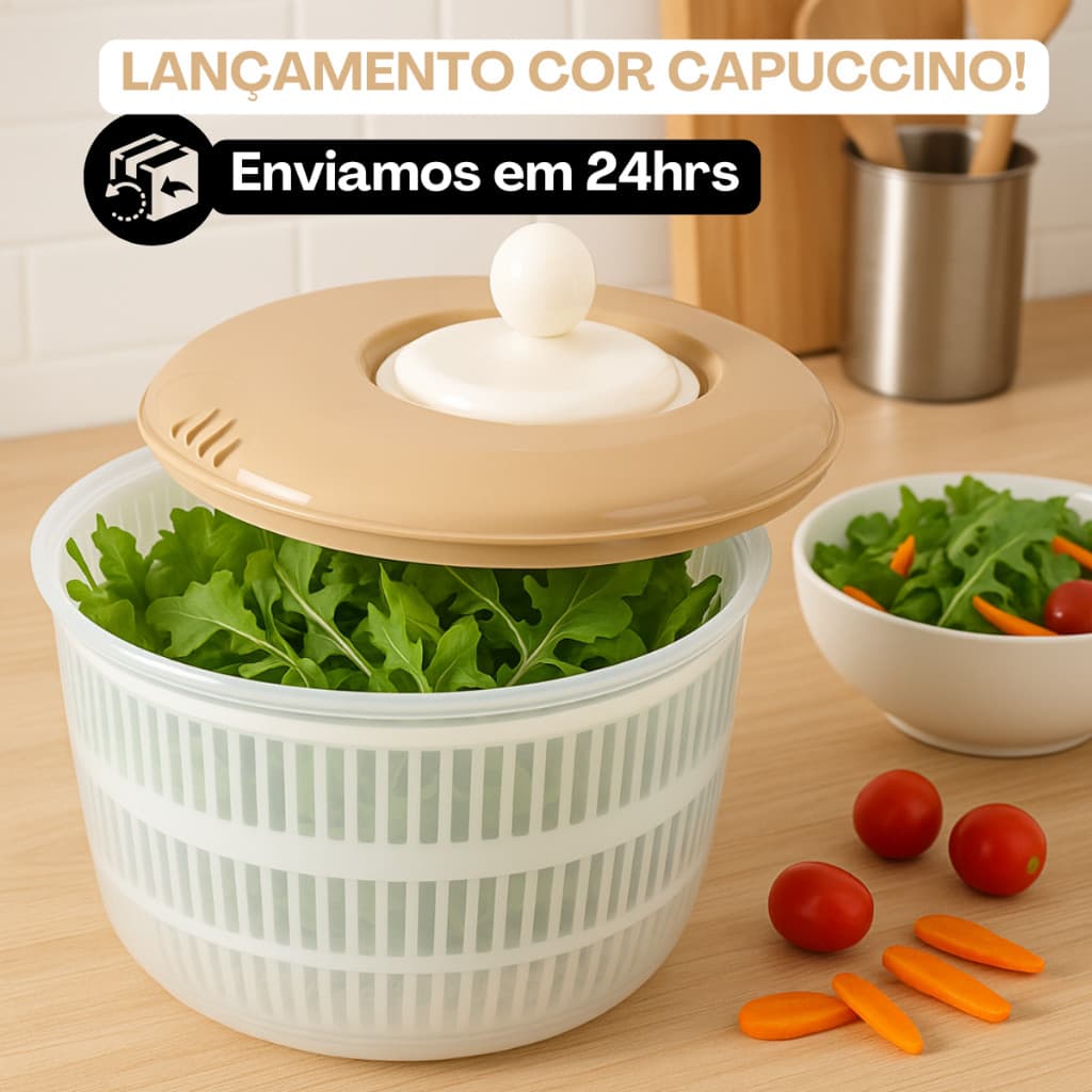 Centrífuga Seca Salada Grande 4,5L Cor Nova Capuccino - Lançamento
