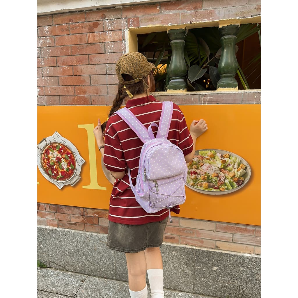 Adequado para viagens pequena mochila Ultra-leve 2026 novo estilo de grande capacidade Casual funcional vento Polka Dot