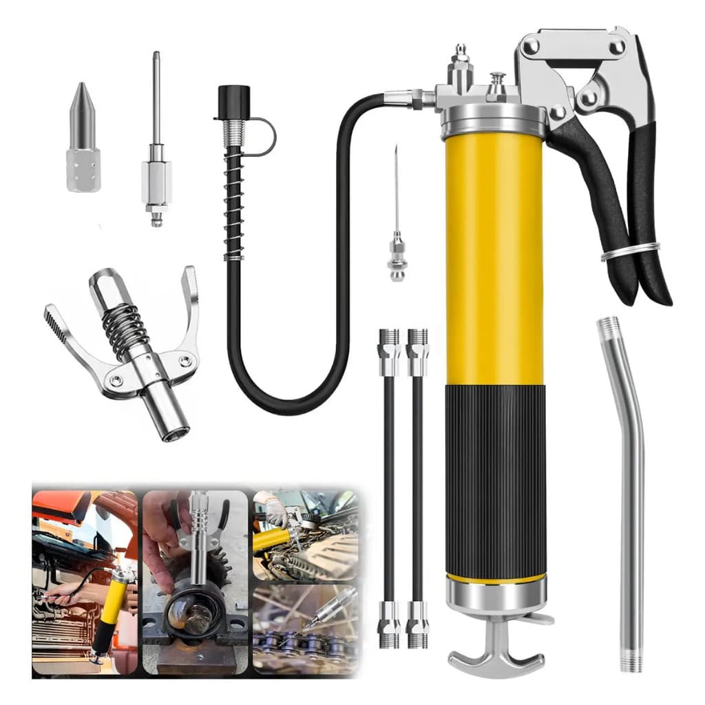 Engraxadeira Manual 8000 PSI com Mangueira Flexível - Kit Completo com Bicos e Tubos Extensão
