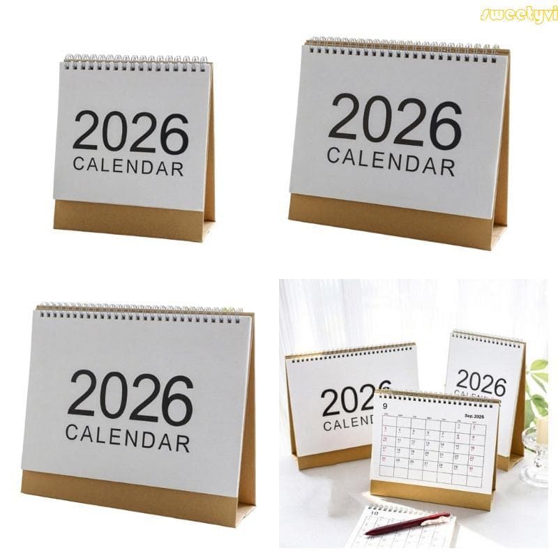 2026 Calendário Pé Duplo-Fio Encadernação Pequeno Escritório Mensal Desktop Calenda
