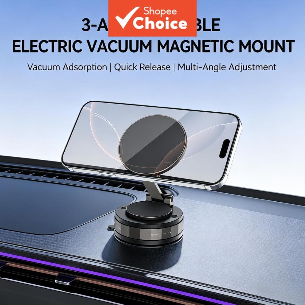 Novo Suporte Magnético Dobrável para Celular com Ventosa 360° Giratória, Suporte para Carro, Suporte Universal de