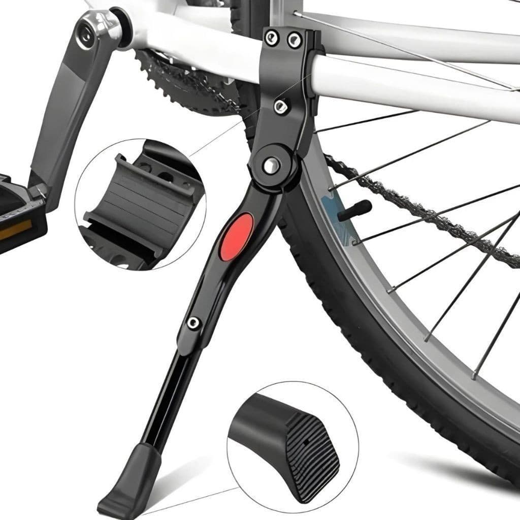Pezinho Descanso Lateral em Alumínio Regulável, Apoio Antiderrapante para Bicicleta MTB e Speed Resistente