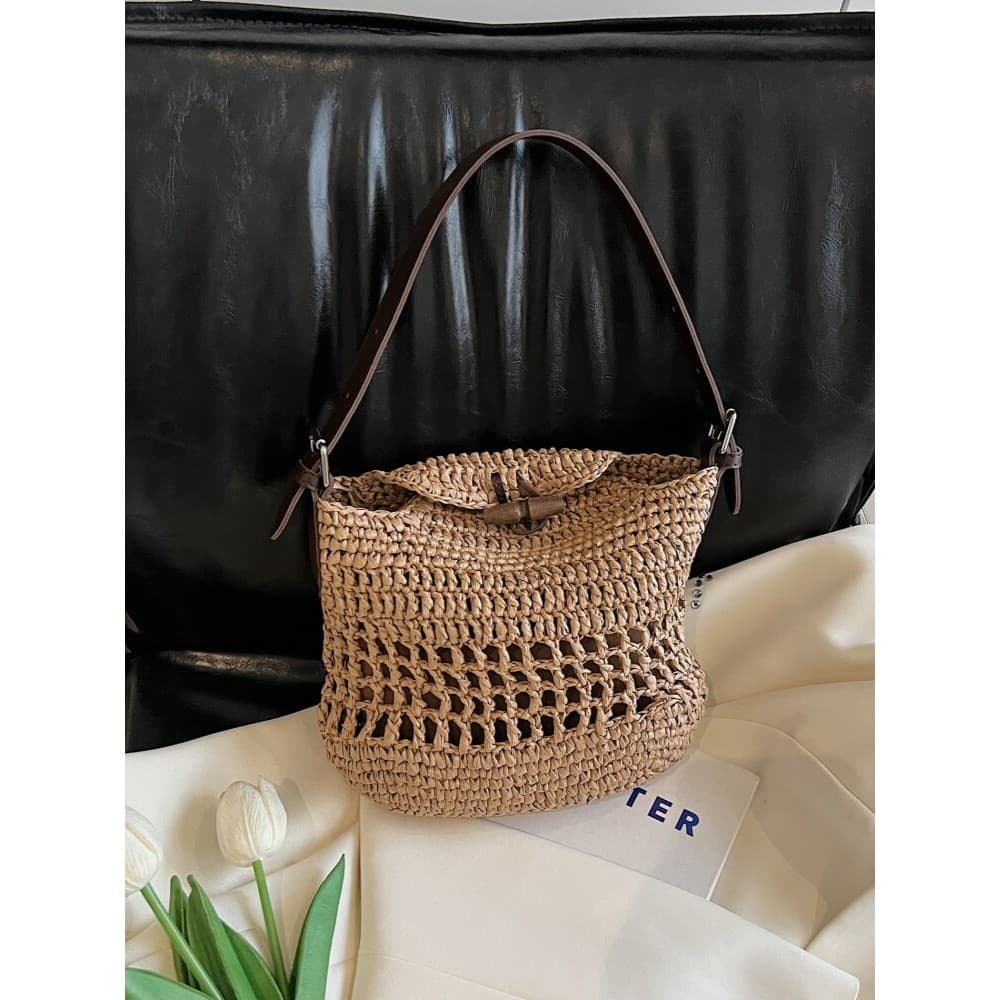 bolsa feminina Bolsa Bolsa balde feminina 2025 verão novo estilo estilo étnico bolsa de palha bolsa de praia All-Match t