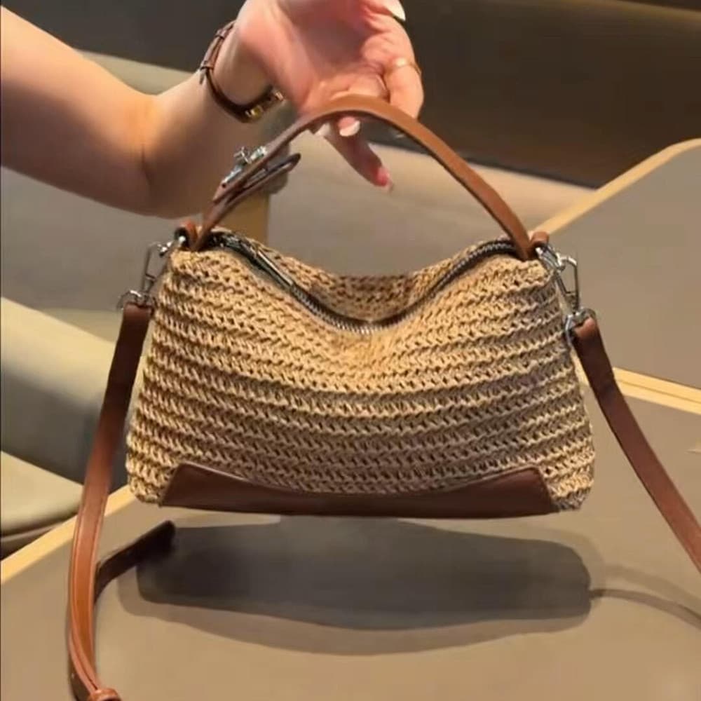 Bolsa bolsa transversal feminino Saco de palha verão tecido saco beira-mar 2026 novo estilo bolsa pequena bolsa Commuter