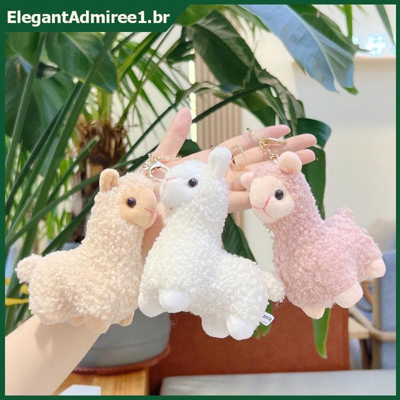 Chaveiro Com Pingente De Pelúcia De Alpaca Fofo ELEGA , Decoração De Mochila Fashion , Presente De Aniversário