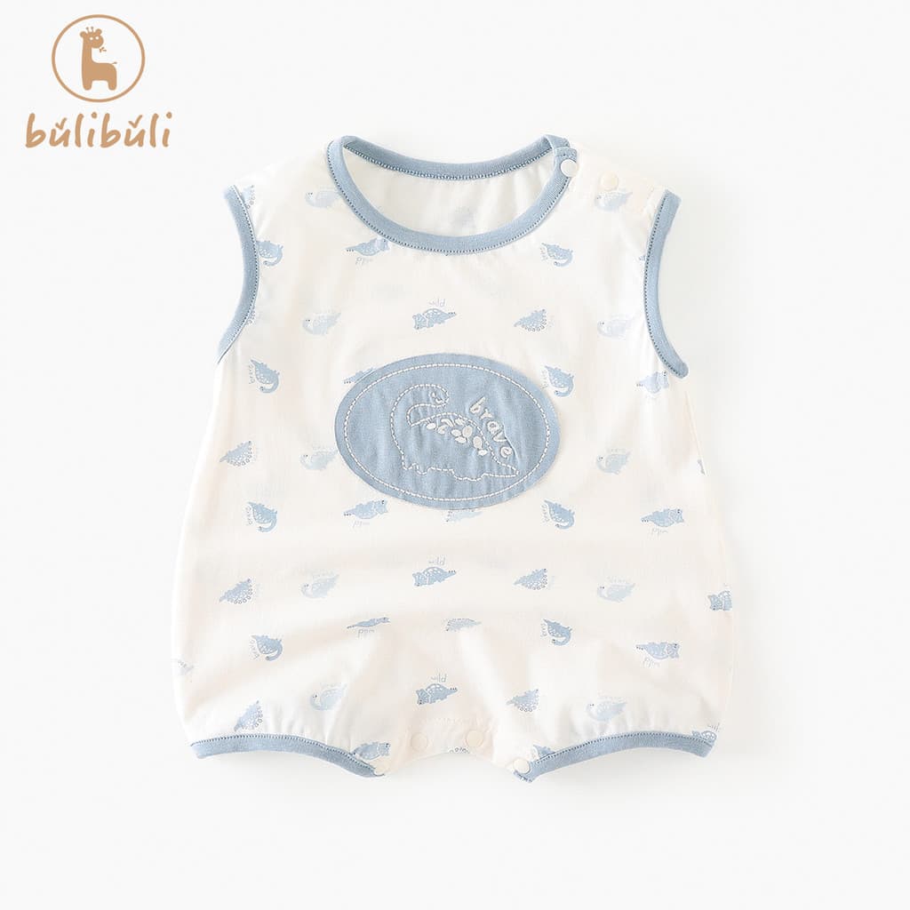 Macacão de bebê roupas de verão bebê colete macacão verão estilo fino bebê menino sem mangas puro algodão macacão