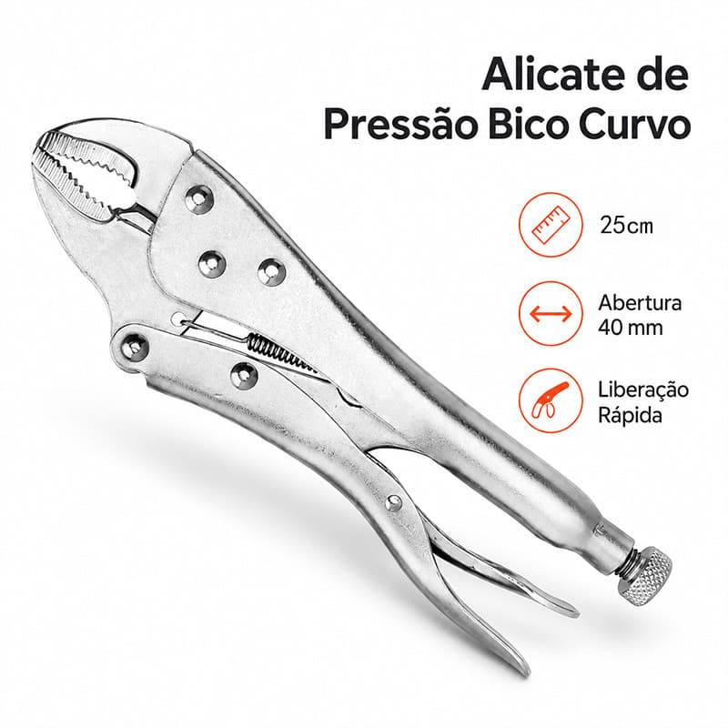 Alicate de Pressão Mordente Reto 10 Polegadas 250mm Aço Resistente Industrial