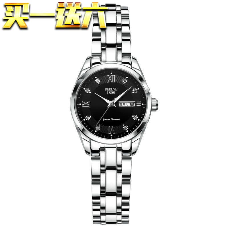 relogio feminino pequeno delicado relogio feminino luxo Relógio feminino estilo luminoso à prova d'água calendário duplo